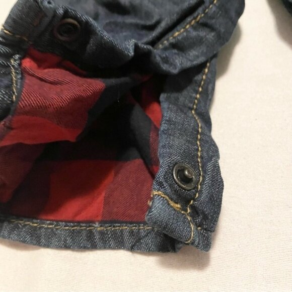 Denim Oshkosh Overalls for Baby Red Fleece Lined Size 18 Months - Picture 5 of 6